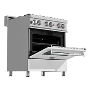 ZLINE 30" Dual Fuel Range, DuraSnow, Stainless, White Matte Door, RAS-WM-30