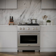 ZLINE 30 in. 4.2 cu. ft. 4 Burner Gas Range with Convection Gas Oven in Stainless Steel, SGR30
