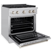 ZLINE 30 In. Gas Range, Stainless Steel w/ Brass Burners, SGR-BR-30
