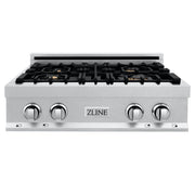 ZLINE 30" Porcelain Rangetop, DuraSnow®, 4 Brass Burners, RTS-BR-30
