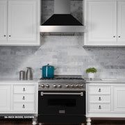 ZLINE 30" Professional Dual Fuel Range, Snow Stainless, Black Matte Door, RAS-BLM-30