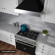 ZLINE 30" Professional Dual Fuel Range, Snow Stainless, Black Matte Door, RAS-BLM-30