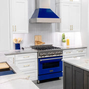ZLINE 30" Snow Finish Wall Range Hood, Blue Gloss Shell, 8654BG-30