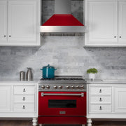 ZLINE 30" Snow Finish Wall Range Hood, Red Gloss Shell, 8654RG-30