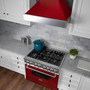 ZLINE 30" Snow Finish Wall Range Hood, Red Gloss Shell, 8654RG-30