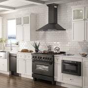 ZLINE 30" Wall Range Hood, Black Stainless, Crown Molding, BSKBNCRN-30