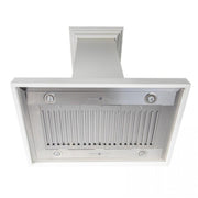 ZLINE 30" Wooden Island Mount Range Hood in Cottage White, KBiTT-RD-30