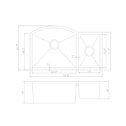 ZLINE 33" Undermount Double Bowl Sink in Stainless Steel, SC70D-33
