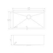 ZLINE 33" Undermount Single Bowl Sink in Stainless Steel, SRS-33
