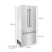 ZLINE 36" 19.6 cu. Ft. Panel Ready Built-In 3-Door French Door Refrigerator with Internal Water and Ice Dispenser RBIV-36