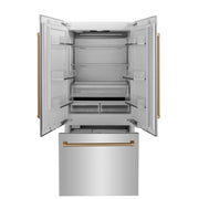 ZLINE 36" Autograph 19.6 cu. ft. 2-Door Bottom Freezer Fridge Water/Ice Dispenser Stainless Steel Champagne Bronze Accents RBIVZ-304-36-CB