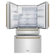 ZLINE 36" Autograph 21.6 cu. ft French Door Refrigerator with Ice Maker in Fingerprint Resistant Stainless Steel RFMZ-W-36-CB