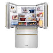 ZLINE 36" Autograph 21.6 cu. ft French Door Refrigerator with Ice Maker in Fingerprint Resistant Stainless Steel RFMZ-W-36-CB