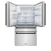 ZLINE 36" Autograph 21.6 cu. ft French Door Refrigerator with Ice Maker in Fingerprint Resistant Stainless Steel RFMZ-W-36-MB