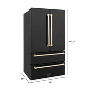 ZLINE 36" Autograph 22.5 cu. Ft French Door Refrigerator with Ice Maker Black Stainless Steel with Gold Accents RFMZ-36-BS-G