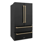 ZLINE 36" Autograph 22.5 cu. ft French Door Refrigerator with Ice Maker in  Black Stainless Steel RFMZ-36-BS-CB