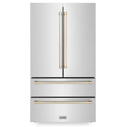 ZLINE 36" Autograph 22.5 cu. ft French Door Refrigerator with Ice Maker  Stainless Steel RFMZ-36-G