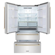 ZLINE 36" Autograph 22.5 cu. ft French Door Refrigerator with Ice Maker  Stainless Steel RFMZ-36-G