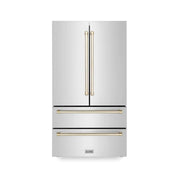 ZLINE 36" Autograph 22.5 cu. ft French Door Refrigerator with Ice Maker  Stainless Steel RFMZ-36-G