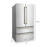 ZLINE 36" Autograph 22.5 cu. ft French Door Refrigerator with Ice Maker  Stainless Steel RFMZ-36-G