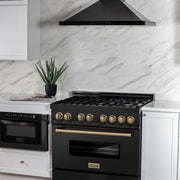 ZLINE 36" Autograph Dual Fuel Range, Black Stainless, RABZ-36-CB