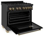 ZLINE 36" Autograph Dual Fuel Range, Black Stainless, RABZ-36-CB