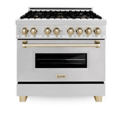 ZLINE 36" Autograph Dual Fuel Range, DuraSnow,Champagne, RASZ-SN-36-CB