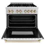 ZLINE 36" Autograph Dual Fuel Range, DuraSnow,Champagne, RASZ-SN-36-CB