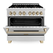 ZLINE 36" Autograph Dual Fuel Range, DuraSnow,Champagne, RASZ-SN-36-CB