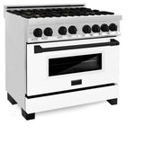 ZLINE 36" Autograph Dual Fuel Range, White Door, RAZ-WM-36-MB