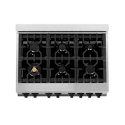 ZLINE 36" Autograph Dual Fuel Range, White Door, RAZ-WM-36-MB