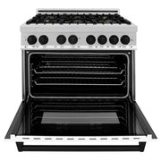 ZLINE 36" Autograph Dual Fuel Range, White Door, RAZ-WM-36-MB