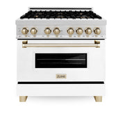 ZLINE 36" Autograph Edition Dual Fuel Range, White Door, RAZ-WM-36-G