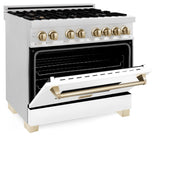 ZLINE 36" Autograph Edition Dual Fuel Range, White Door, RAZ-WM-36-G