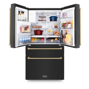ZLINE 36" Autograph French Door Refrigerator with Water and Ice Dispenser in  Black Stainless Steel RFMZ-W-36-BS-CB
