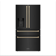ZLINE 36" Autograph French Door Refrigerator with Water and Ice Dispenser in  Black Stainless Steel RFMZ-W-36-BS-CB