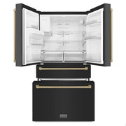 ZLINE 36" Autograph French Door Refrigerator with Water and Ice Dispenser in  Black Stainless Steel RFMZ-W-36-BS-CB
