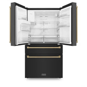 ZLINE 36" Autograph French Door Refrigerator with Water and Ice Dispenser in  Black Stainless Steel RFMZ-W-36-BS-CB