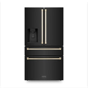 ZLINE 36" Autograph French Door Refrigerator with Water and Ice Dispenser in  Black Stainless Steel RFMZ-W-36-BS-G