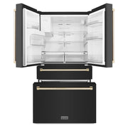 ZLINE 36" Autograph French Door Refrigerator with Water and Ice Dispenser in  Black Stainless Steel RFMZ-W-36-BS-G