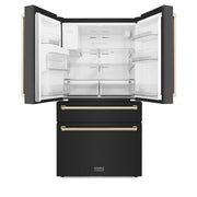 ZLINE 36" Autograph French Door Refrigerator with Water and Ice Dispenser in  Black Stainless Steel RFMZ-W-36-BS-G
