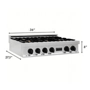 ZLINE 36" Autograph Porcelain Rangetop, Stainless,MatteBlack,RTZ-36-MB
