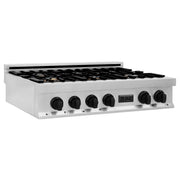 ZLINE 36" Autograph Porcelain Rangetop, Stainless,MatteBlack,RTZ-36-MB