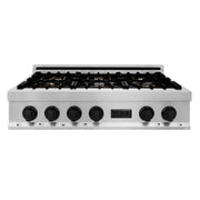 ZLINE 36" Autograph Porcelain Rangetop, Stainless,MatteBlack,RTZ-36-MB