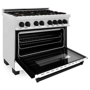 ZLINE 36" Autograph, Range, Dual Fuel, White door, RASZ-WM-36-MB