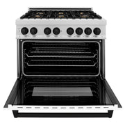 ZLINE 36" Autograph, Range, Dual Fuel, White door, RASZ-WM-36-MB