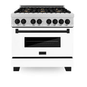 ZLINE 36" Autograph, Range, Dual Fuel, White door, RASZ-WM-36-MB
