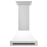 ZLINE 36" Autograph Stainless Wall Range Hood, White, Black accents, 8654STZ-WM36-MB