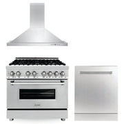 ZLINE 36" Bundled Stainless DualRange RangeHood Dishwasher 3KP-RARH36-DW