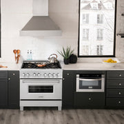 ZLINE 36" Dual Fuel Range, DuraSnow, Stainless, Brass Burners, RAS-SN-BR-36